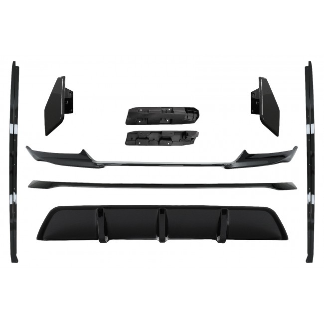 Aero Body Kit Front Bumper Lip and Air Diffuser suitable for BMW X6 F16 LCI (2015-2019) M Technik Sport Piano Black