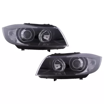 Angel Eyes Headlights suitable for BMW 3 Series E90 E91 (03.2005-2011) Black