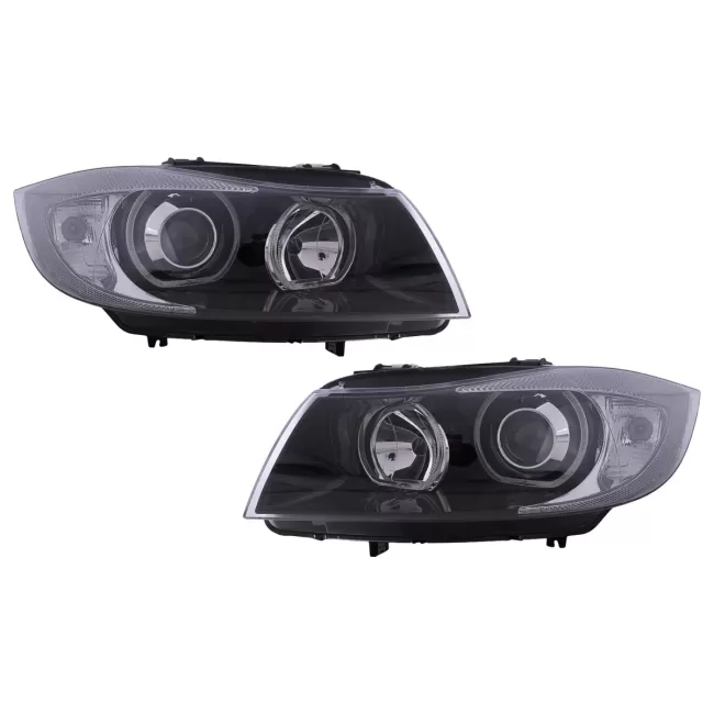 Angel Eyes Headlights suitable for BMW 3 Series E90 E91 (03.2005-2011) Black