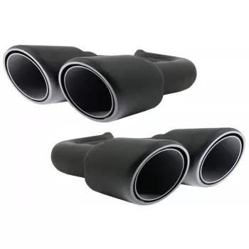 Exhaust Muffler Tips suitable for Porsche Cayenne 92A V6 V8 Diesel (05.2010-09.2014) GTS Design Matte Black