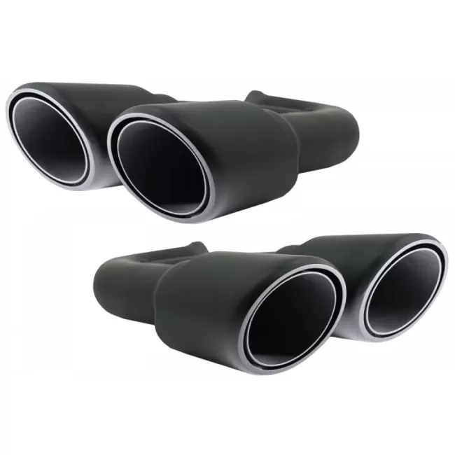 Exhaust Muffler Tips suitable for Porsche Cayenne 92A V6 V8 Diesel (05.2010-09.2014) GTS Design Matte Black