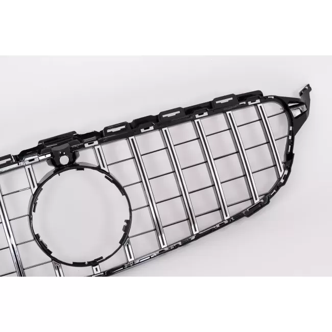 Front Grille suitable for Mercedes C-Class W205 S205 C205 (2014-2018) GT-R Panamericana Design Black Chrome With 360 Camera