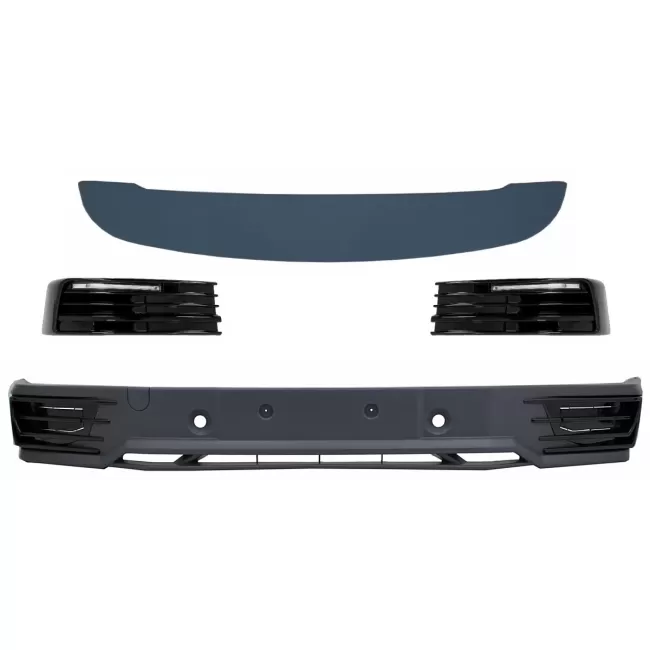 Front Bumper Spoiler with LED DRL Daytime Running Lights and Roof Spoiler suitable for VW Transporter T6 (2016-up) Sportline Design