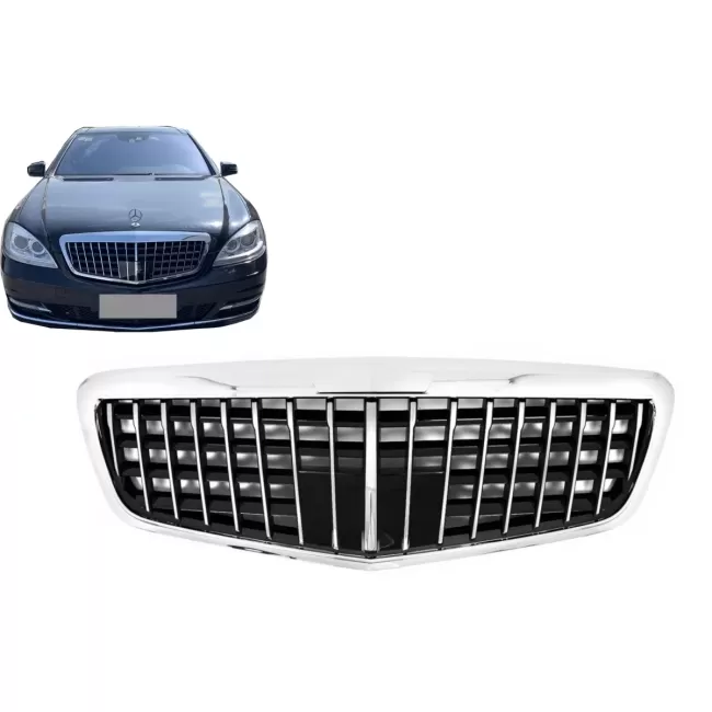 Front Grille suitable for Mercedes S-Class W221 Facelift (2010-2013) Vertical Design