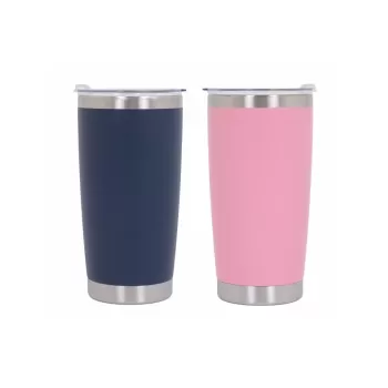 Pack 2pcs Thermos Stainless Steel SS304 Insulated Mug with Lid Double Wall Pink Blue 20oz 590ml