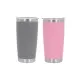 Pack 2pcs Thermos Stainless Steel SS304 Insulated Mug with Lid Double Wall Pink Gray 20oz 590ml