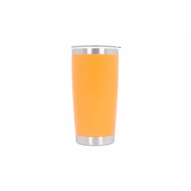 Pack 2pcs Thermos Stainless Steel SS304 Insulated Mug with Lid Double Wall Orange Gray 20oz 590ml