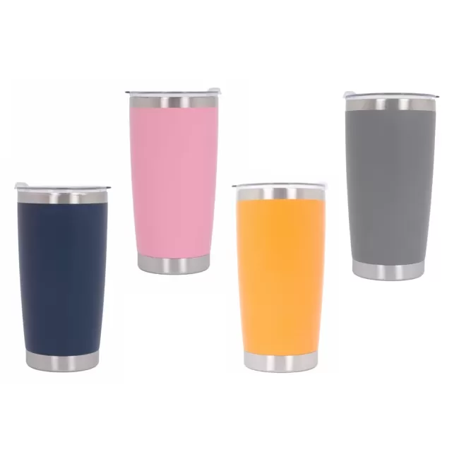 Family Pack 4pcs Thermos Stainless Steel SS304 Insulated Mug with Lid Double Wall Orange Pink Gray Blue 20oz 590ml