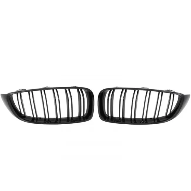 Central Kidney Grilles suitable for BMW 4 Series F32 F33 F36 (2013-03.2019) Double Stripe M Design Piano Black