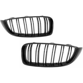 Central Kidney Grilles suitable for BMW 4 Series F32 F33 F36 (2013-03.2019) Double Stripe M Design Piano Black