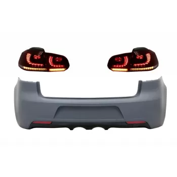 Rear Bumper with Taillights Full LED suitable for VW Golf VI (2008-2013) R20 Design Dynamic Sequential Turning Light (LHD and RHD)