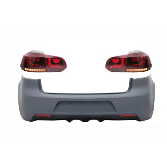 Rear Bumper and Taillights Full LED Turning Light Static Red Smoke suitable for VW Golf VI (2008-2013) R20 Design