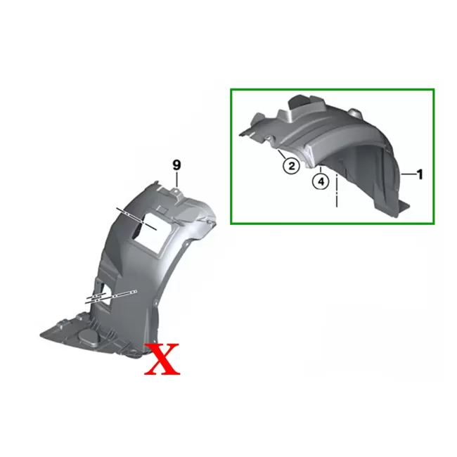 Front RIGHT Fender Liner suitable for BMW 3 Series E90 E91 (2004-2011) Sedan Touring