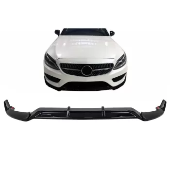 Front Bumper Lip suitable for Mercedes C-Class W205 Sedan S205 T-Modell A205 Cabriolet C205 Coupe (2014-2019) Sport Line Piano Black