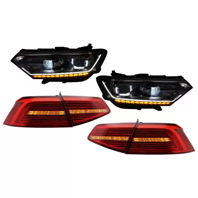 Full LED Headlights with LED Taillights suitable for VW Passat B8 3G (2014-2019) Matrix R line with Sequential Dynamic Turning Lights