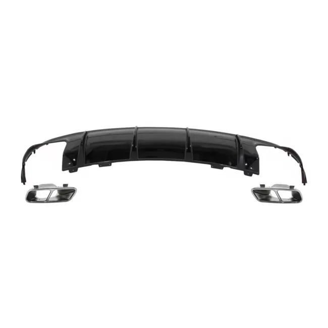 Rear Bumper Air Diffuser with Ehaust Muffler Tips suitable for Mercedes CLA W117 X117 Shooting Brake (2013-2018) Facelift CLA45 Look