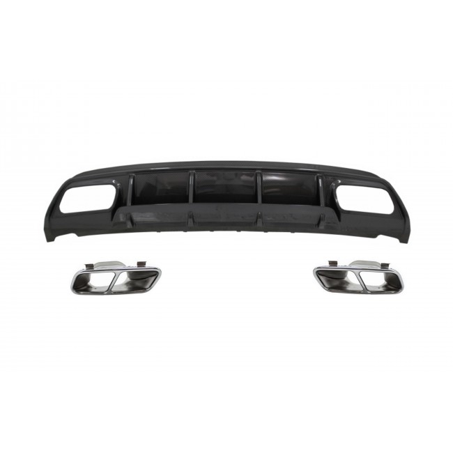 Rear Bumper Valance Diffuser with Exhaust Muffler Tips suitable for Mercedes W176 A-Class (2013-2018) A45 Facelift Design Look