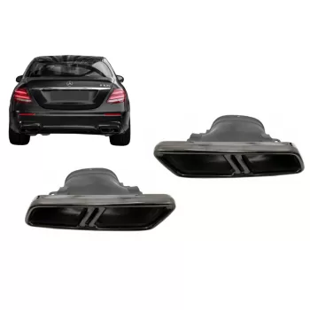 Exhaust Muffler Tips suitable for Mercedes E-Class W213 (2016-up) E63 S Design GLC SUV X253 GLC Coupe C253 (2015-2017) Black