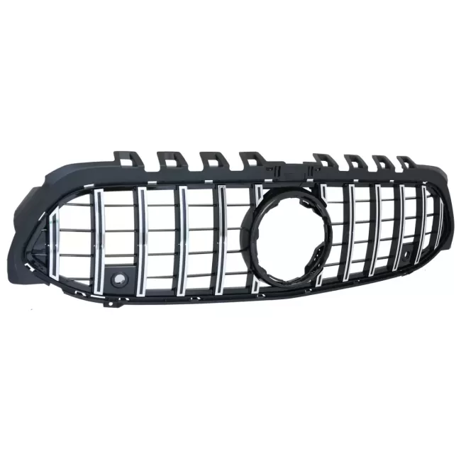 Central Grille suitable for Mercedes A-Class W177 Hatchback V177 Sedan (04.2018-2022) GT-R Panamericana Design Black Chrome