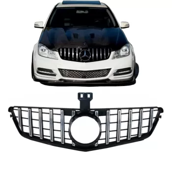 Front Grille suitable for Mercedes C-Class W204 S204 Limousine Station Wagon (2007-2014) GT-R Panamericana Design Chrom