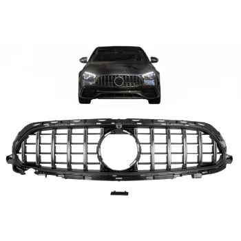 Central Grille suitable for Mercedes E-Class Facelift W213 S213 C238 A238 Sport Line (2020-Up) GT-R Panamericana Design Chrome