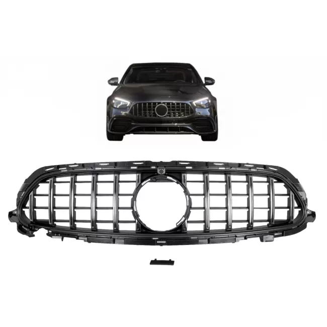 Central Grille suitable for Mercedes E-Class Facelift W213 S213 C238 A238 Sport Line (2020-Up) GT-R Panamericana Design Chrome