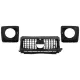 Front Grille with Headlights Covers suitable for Mercedes G-Class W464 W463A & G63 AMG (06.2018-Up) GT-R Panamericana Design Piano Black