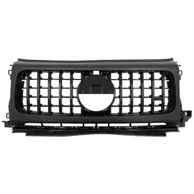 Front Grille with Headlights Covers suitable for Mercedes G-Class W464 W463A & G63 AMG (06.2018-Up) GT-R Panamericana Design Piano Black