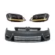 Front Bumper suitable for VW Golf VII 7 (2013-2017) R-line Look with Headlights 3D LED DRL Flowing Dynamic Sequential Turning Lights Silver