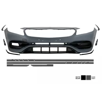 Front Bumper with Side Decals Sticker Dark Grey suitable for Mercedes A-Class W176 (2012-2018) Facelift A45 Design