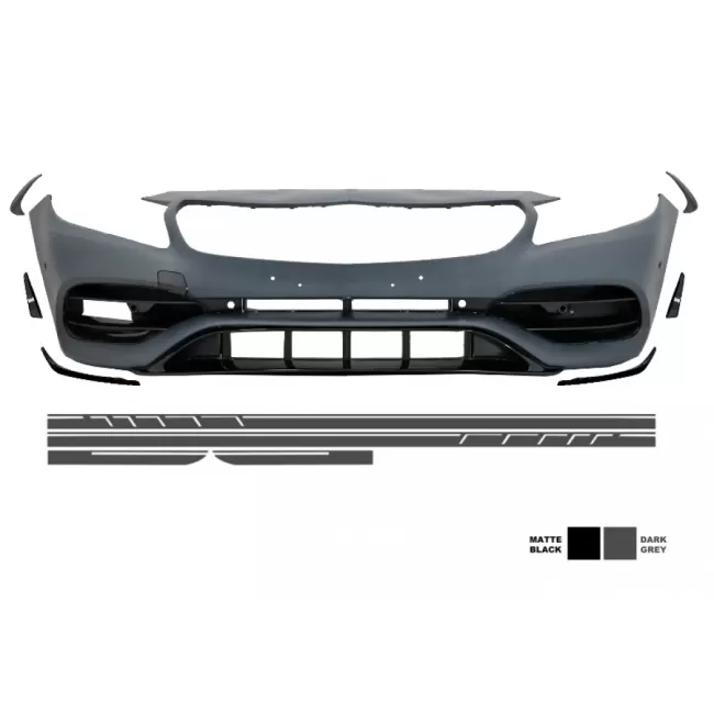 Front Bumper with Side Decals Sticker Dark Grey suitable for Mercedes A-Class W176 (2012-2018) Facelift A45 Design