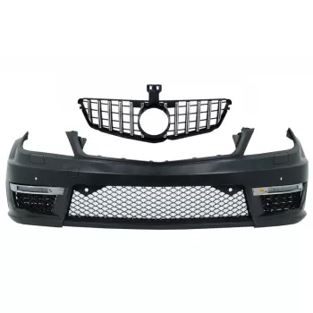 Front Bumper suitable for Mercedes C-Class W204 (2012-up) C63 Facelift Look with Front Grille GT-R Panamericana Chrom