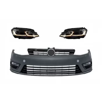 Front Bumper and LED Headlights Bi-Xenon Look with Sequential Dynamic Turning Lights suitable for VW Golf VII 7 (2013-2017) R-Line Look