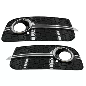 Fog Lamp Covers Side Grilles suitable for Audi Q5 SUV 8R Facelift (2012-2016) RS Design Black & Chrome