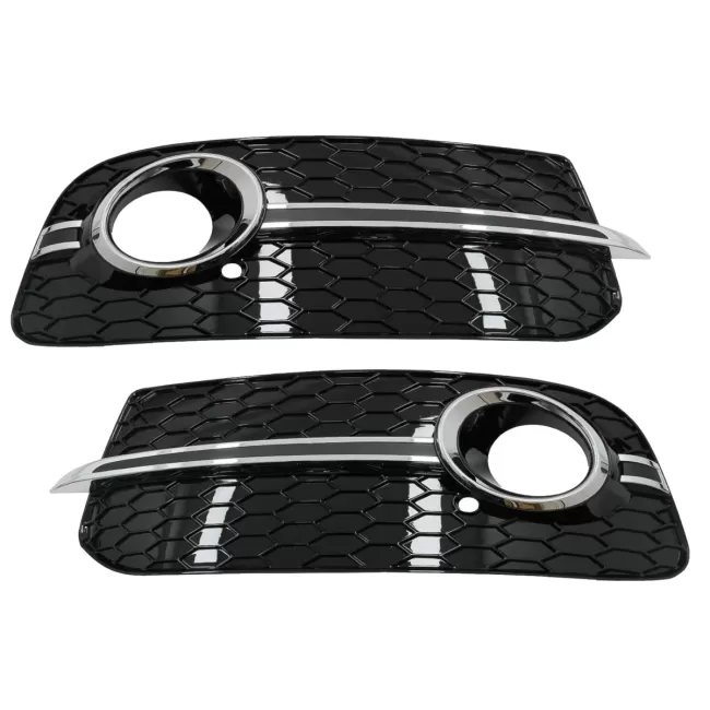 Fog Lamp Covers Side Grilles suitable for Audi Q5 SUV 8R Facelift (2012-2016) RS Design Black & Chrome