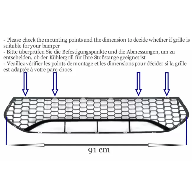 Middle Lower Grille suitable for BMW 5 Series G30 G31 Limousine Touring (2017-2019) M5 Bumper