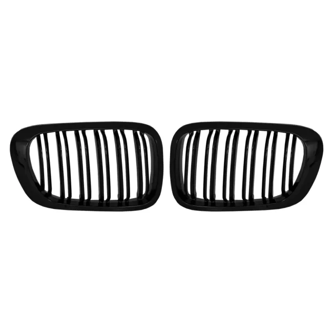 Central Kidney Grilles suitable for BMW 3 Series E46 Coupe Cabrio 2 Doors Non Facelift (1999-2002) Double Stripe M Design Piano Black