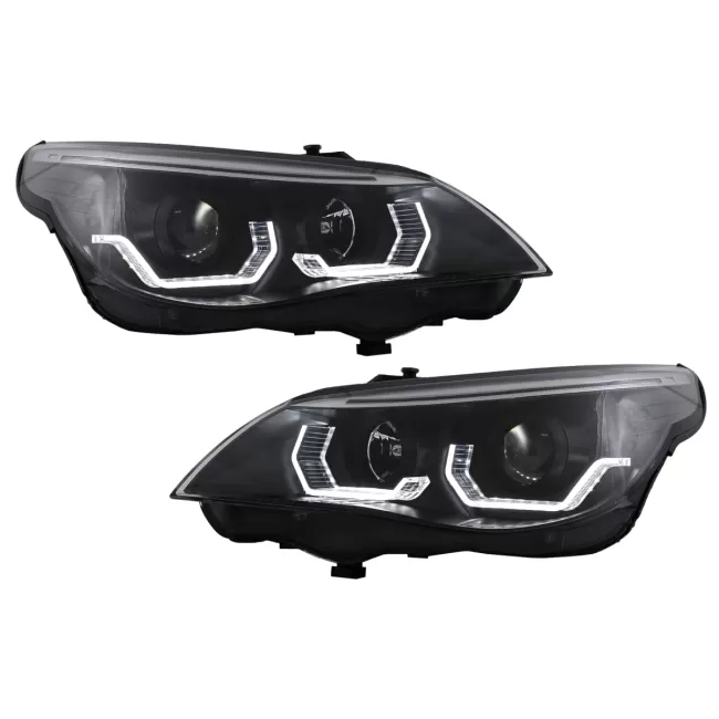 3D LED Angel Eyes Headlights suitable for BMW 5 Series E60 E61 (2003-2007) LCI Design