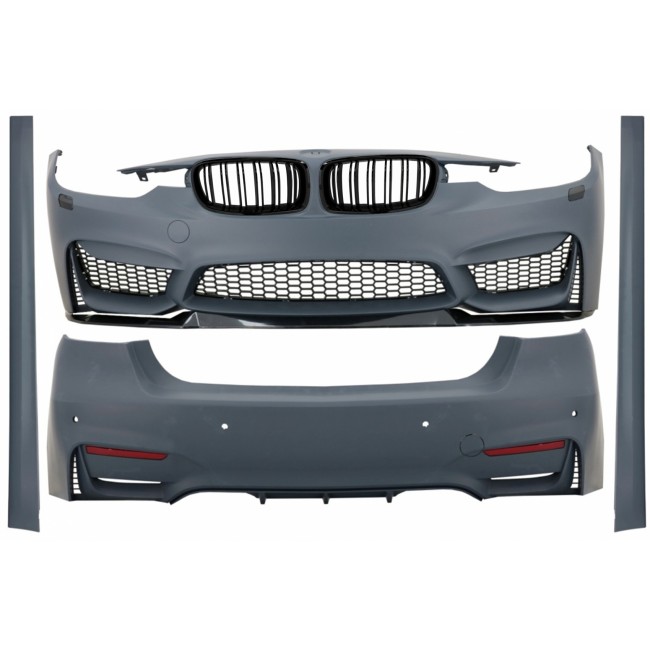 Body Kit with Central Grilles Kidney Double Stripe suitable for BMW 3 Series F30 (2011-2019) M3 CS Look Without Fog Lights