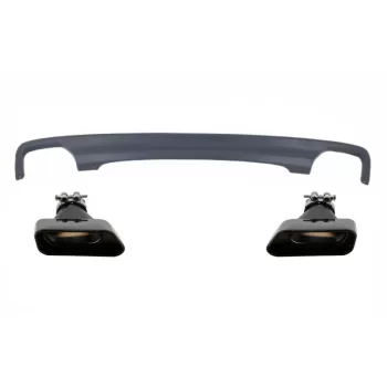 Double Outlet Air Diffuser suitable for BMW F10 F11 Sedan Touring 5 Series (2011-2017) 550i Design with Exhaust Muffler Tips Square Design