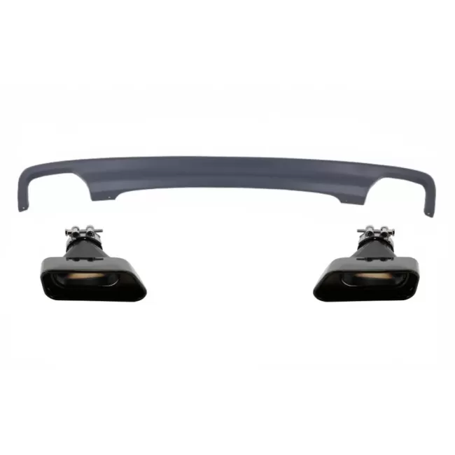 Double Outlet Air Diffuser suitable for BMW F10 F11 Sedan Touring 5 Series (2011-2017) 550i Design with Exhaust Muffler Tips Square Design