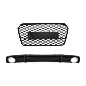 Front Grille with Rear Bumper Valance Diffuser and Exhaust Tips suitable for Audi A7 4G Facelift (2015-2017) RS7 Design only S-Line