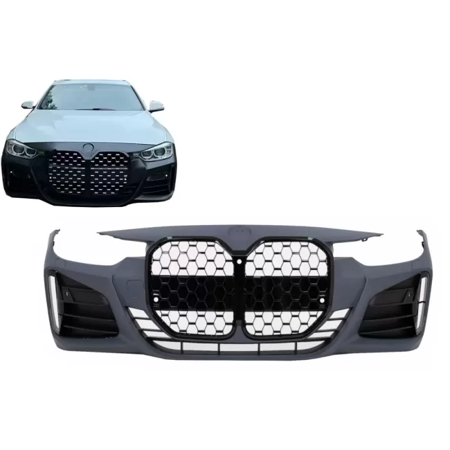 Front Bumper suitable for BMW 3 Series F30 F31 Non LCI & LCI (2011-2018) Conversion to G80 M3 Design Black Grille