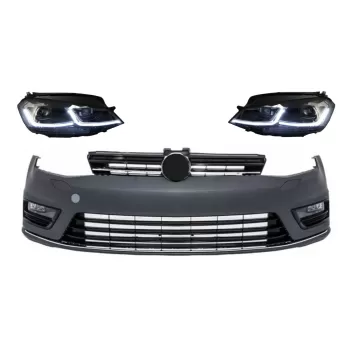 Front Bumper and LED Headlights suitable for VW Golf 7 VII (2012-2017) RHD Facelift G7.5 R Line Look Sequential Dynamic Turning Lights