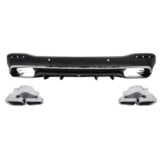 Rear Diffuser with Exhaust Muffler Tips suitable for Mercedes GLE W167 SUV V167 Sport Line (2019-Up) GLE 63 Design