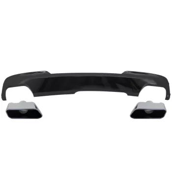 Double Outlet Air Diffuser Brilliant Black Edition with Exhaust Muffler Tips Sport M-Tech 550i Design suitable for BMW F10 F11 (2011-2017)