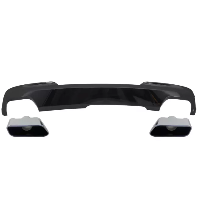 Double Outlet Air Diffuser Brilliant Black Edition with Exhaust Muffler Tips Sport M-Tech 550i Design suitable for BMW F10 F11 (2011-2017)