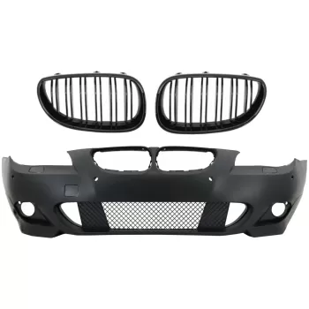 Front Bumper with Central Grille Shiny Black suitable for BMW 5 Series E60 E61 (2003-2007) M-Technik Design