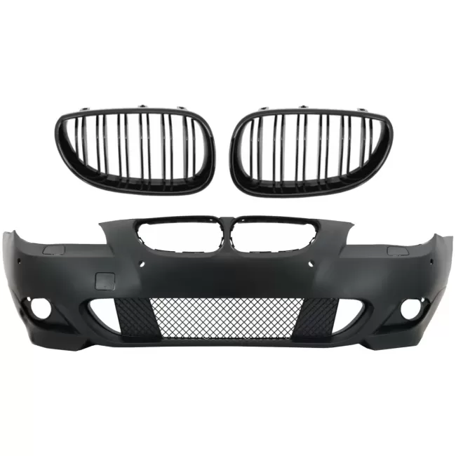 Front Bumper with Central Grille Shiny Black suitable for BMW 5 Series E60 E61 (2003-2007) M-Technik Design
