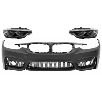 Front Bumper suitable for BMW 3 Series F30 F31 Non LCI & LCI (2011-2018) M3 Sport EVO Design with Full LED Angel Eyes Headlights